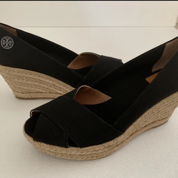 Tory Burch Filipa Espadrilles Canvas Peep Toe Sandals MINT CONDITION Shoes - Picture 3 of 8